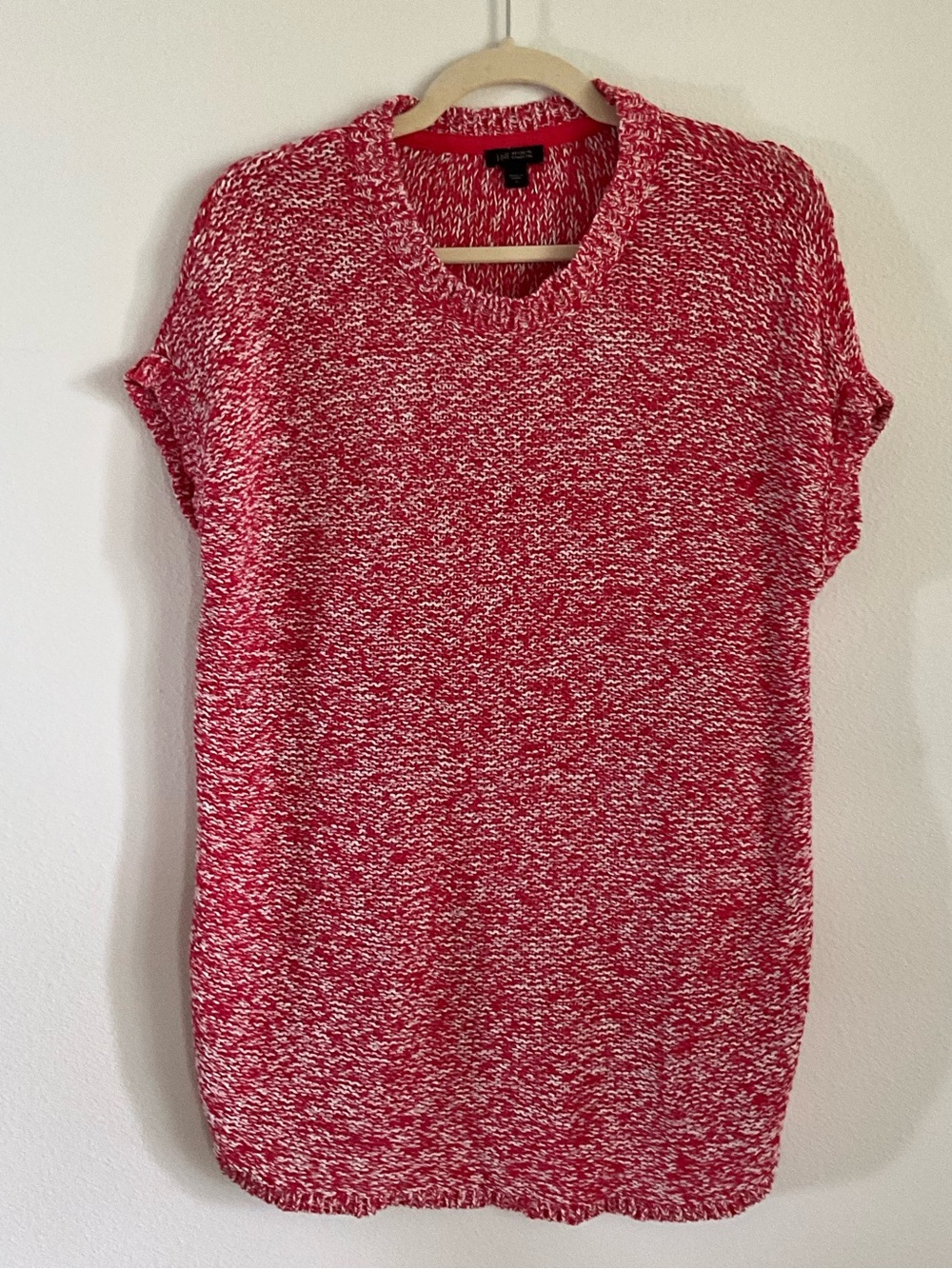J. Jill Pink & White Marled Pink White Crewneck Tunic Sweater Small LN